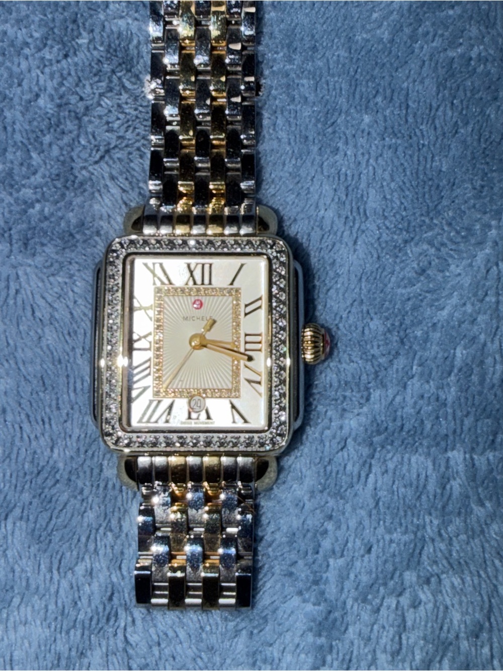Michele Deco Madison Diamond Dial Watch Head and Two Tone Bracelet, 33mm